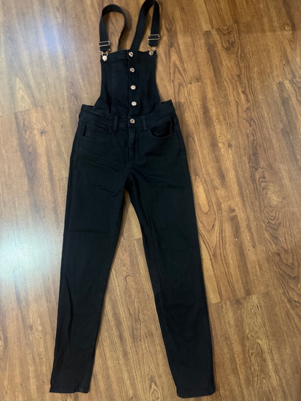 High-Rise Black Denim Suspender Jeans for Women